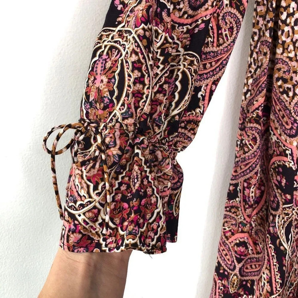 Maeve Anthropologie Milou Leopard Paisley Print Smocked Babydoll Dress - Picture 9 of 13